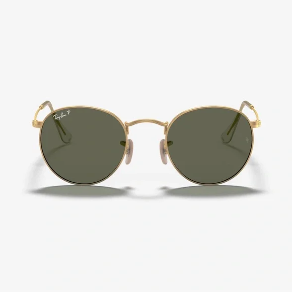 Ray-Ban RB3447 Polarized Round Metal Sunglasses (Gold Wire / Green Lenses) - Picture 1 of 6